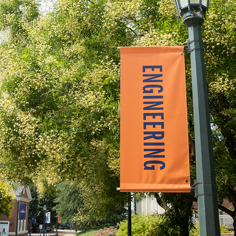 A light pole banner saying "Engineering". This image links to the light pole banner page. 