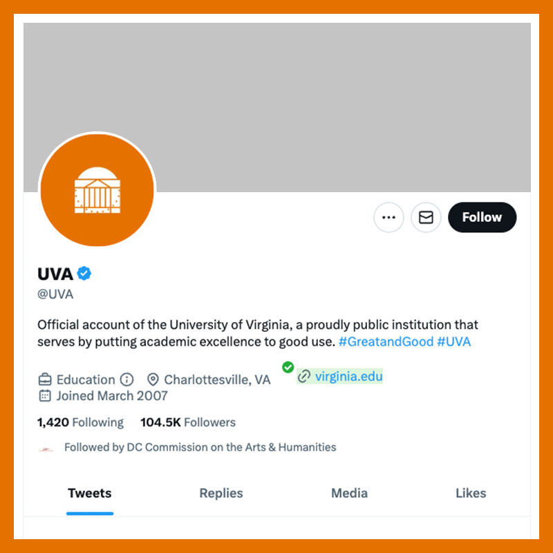 Twitter profile showing where the cover image is. 