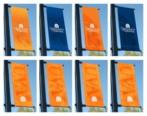 Examples of the UVA Logo Used on Light-Pole Banners