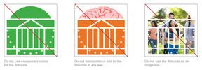 Examples of UVA Rotunda Mark Used Incorrectly