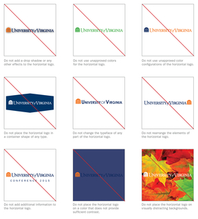 Examples of UVA Horizontal Logos Used Incorrectly