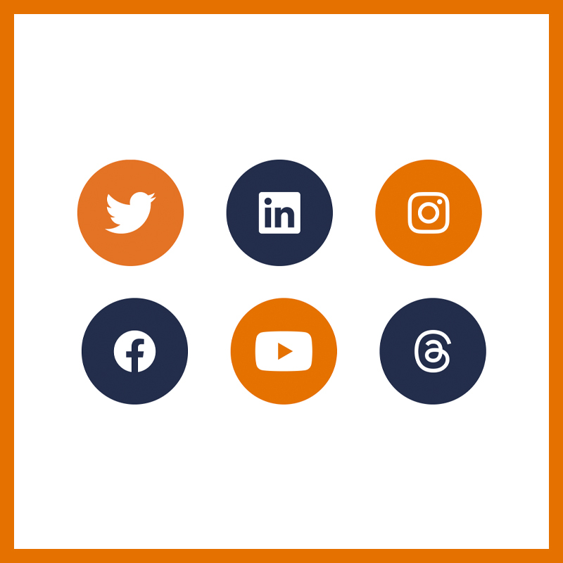 Social media icons for several sites. This image links to the social media guidelines page. 