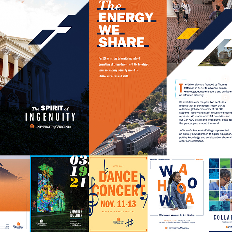 University of Virginia print brochures and flyers collage example image