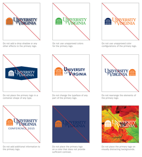 Examples of UVA Primary Logos Used Incorrectly