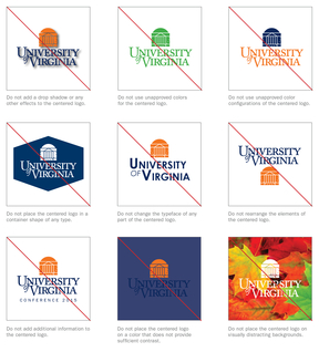 Examples of UVA Centered Logos Used Incorrectly